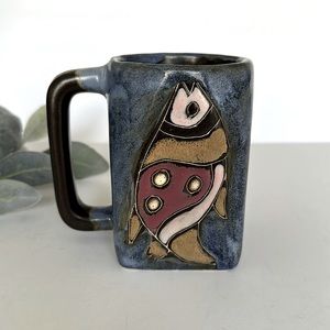 Designs By Mara Fish Mug Stoneware Studio Mexico Signed